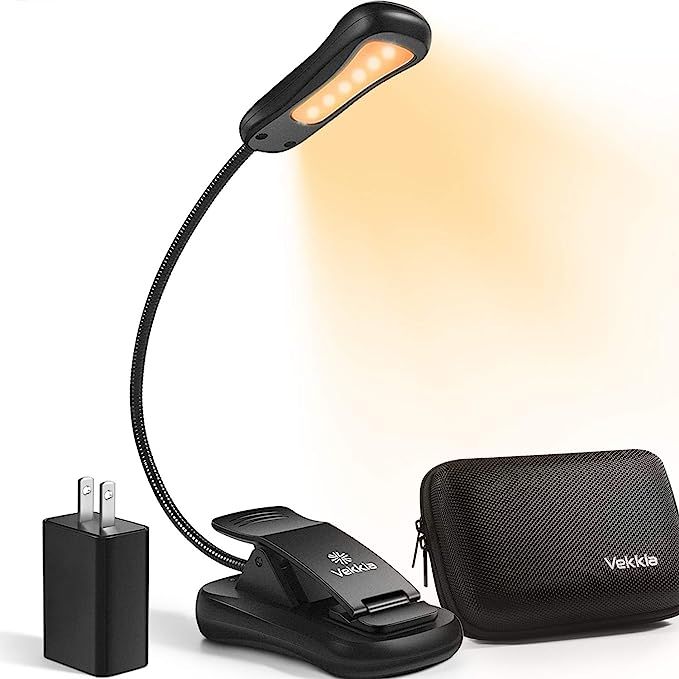 Vekkia Book Light Set with Charger, Clip on Reading Light in Bed with 3 Brightness, Up to 60 Hrs,... | Amazon (US)