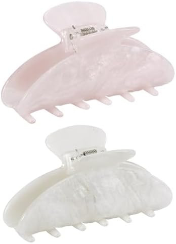 2PCS Pink and White Hair Clips for Women Girls – Kawaii Cut Medium Claw Clips, Trendy Handmade ... | Amazon (US)