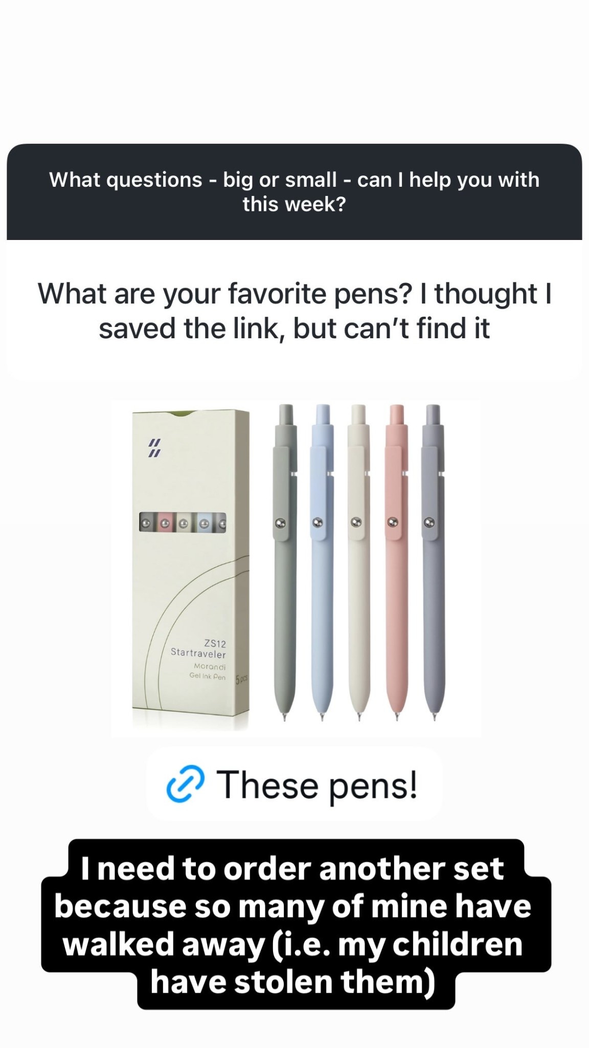 I need to order another set because so many of my favorite pens have walked away (i.e. my children have stolen them)

#LTKmomlife