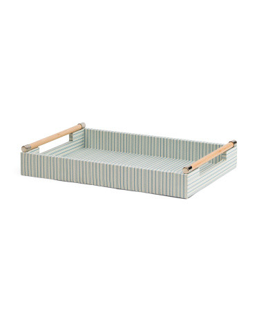 18x12.5 Cabana Printed Striped Handle Tray | TJ Maxx