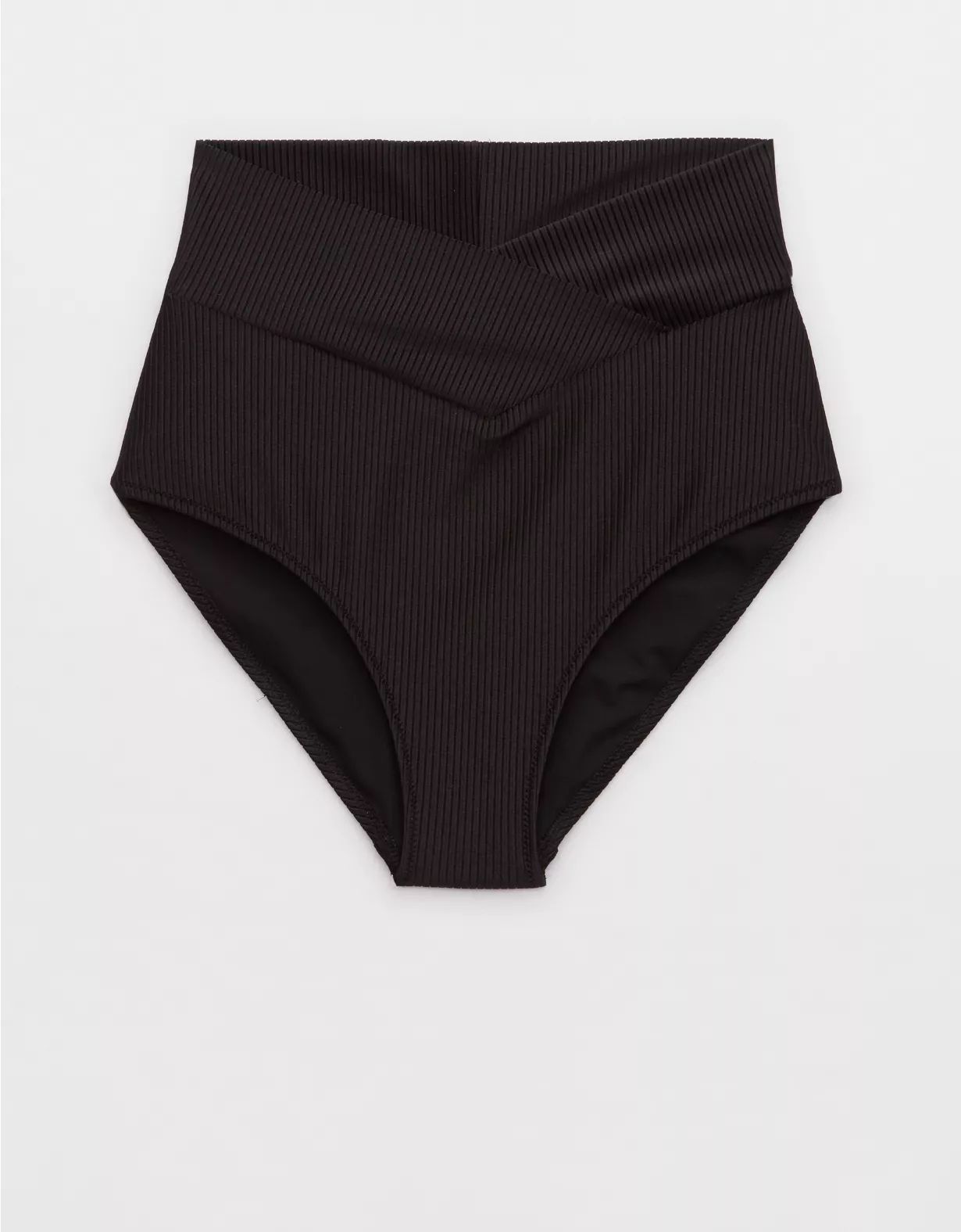 Aerie Shine Rib Crossover High Waisted Bikini Bottom | American Eagle Outfitters (US & CA)