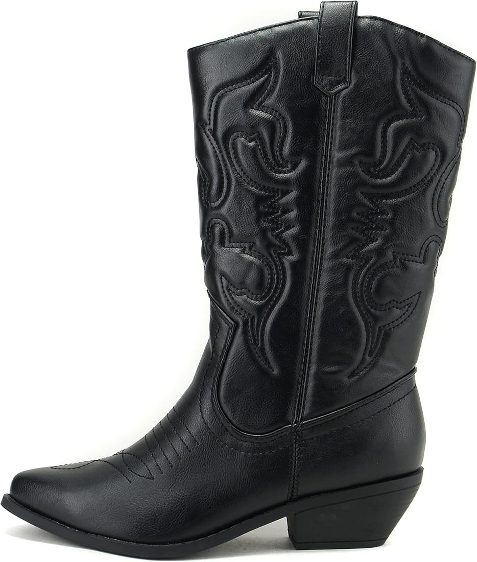 Soda Reno Women Western Cowboy Pointed Toe Knee High Pull On Tabs Boots | Amazon (US)