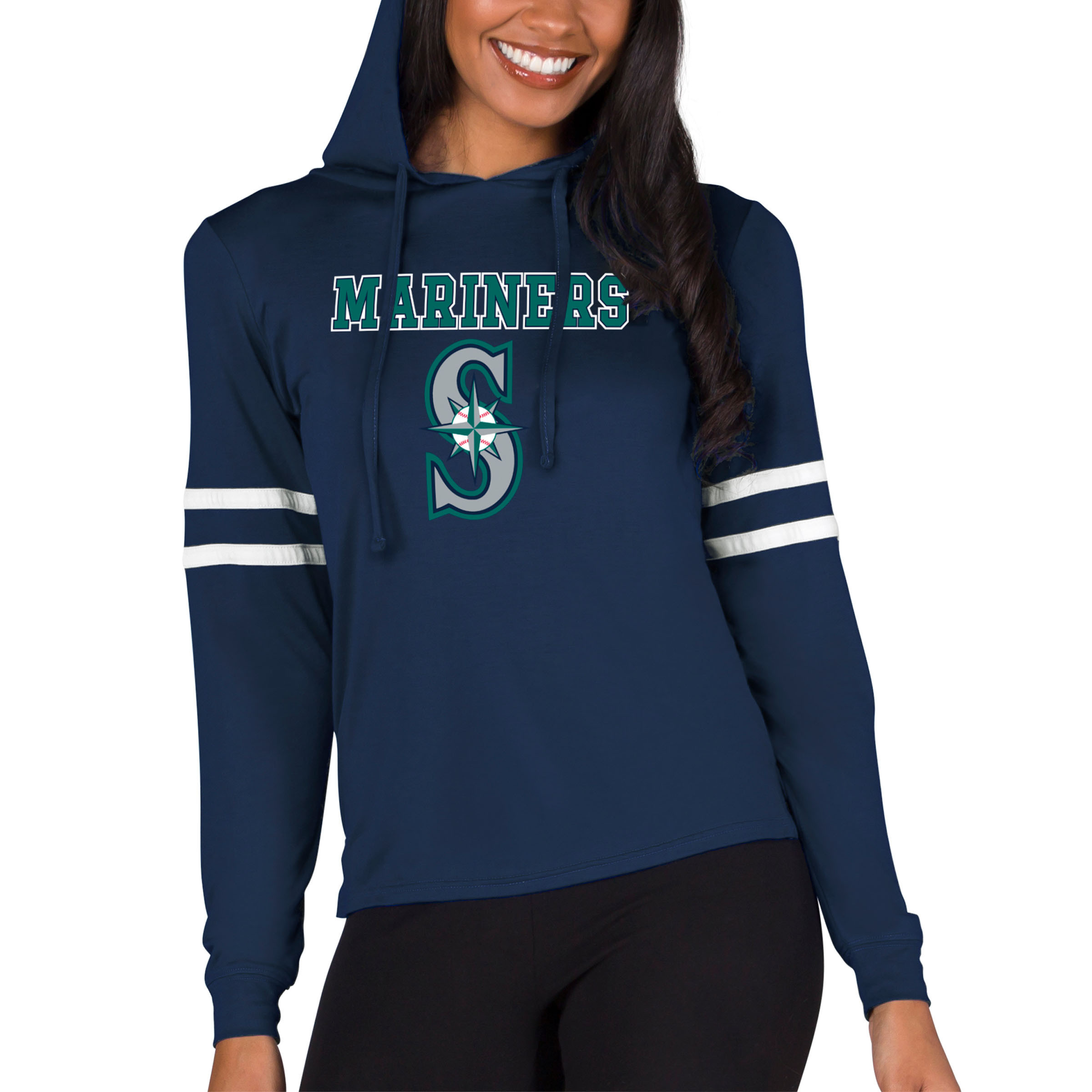 Women's Concepts Sport Navy Seattle Mariners Marathon Lightweight Lounge Pullover Hoodie | Fanatics