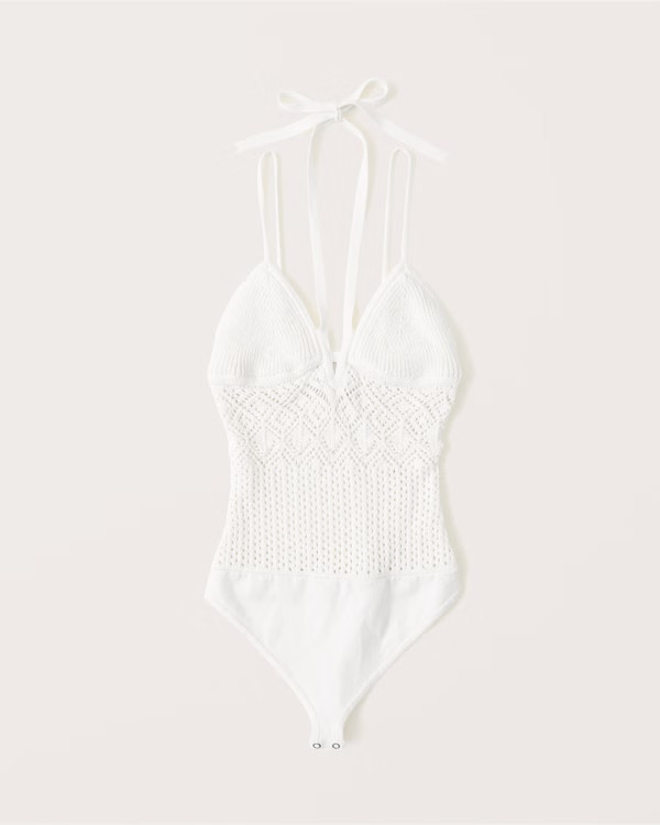 Strappy Crochet Halter Bodysuit | Abercrombie & Fitch (US)