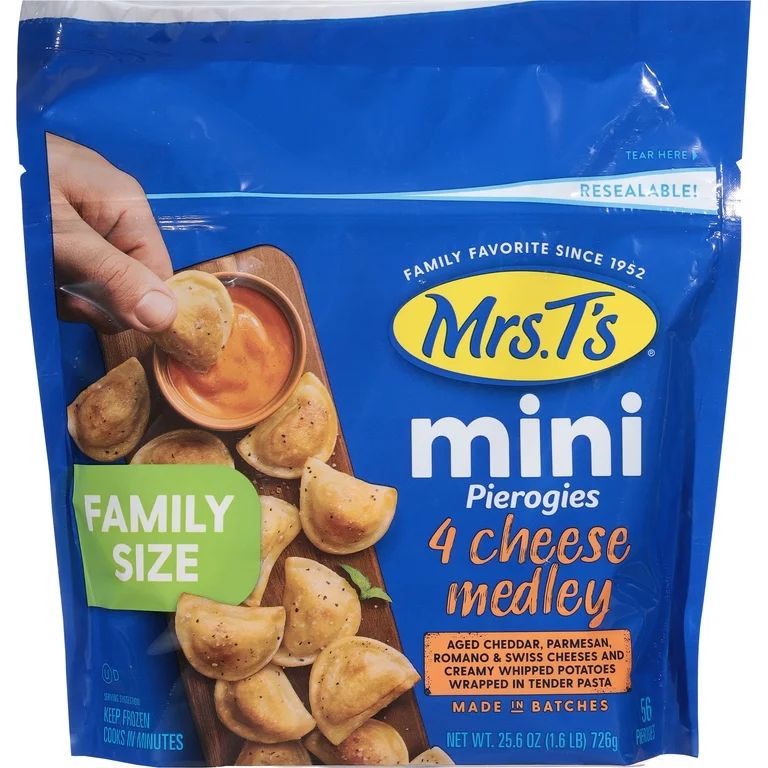 Mrs. T's® Pierogies 4 Cheese Mini, 56 Count, 25.6oz Resealable Bag (Frozen) | Walmart (US)
