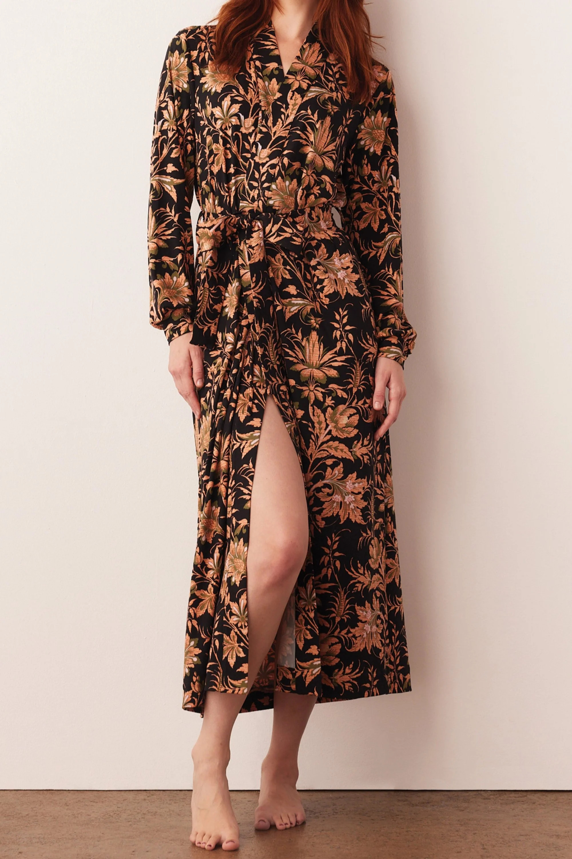Skyler Banded Long Robe | Damask | MASONgrey