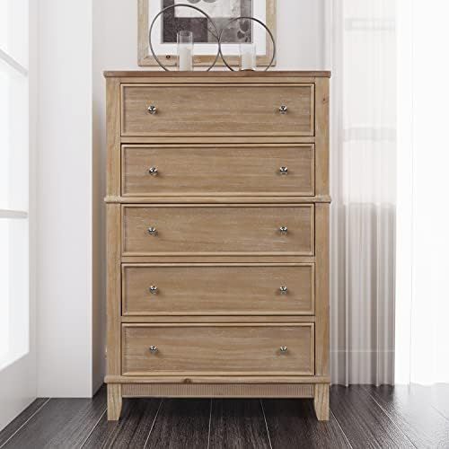 Modern 5 Drawers Dresser for Bedroom, Solid Wood Chic Hazel Chest of Drawers with Easy Pull Handle,  | Amazon (US)
