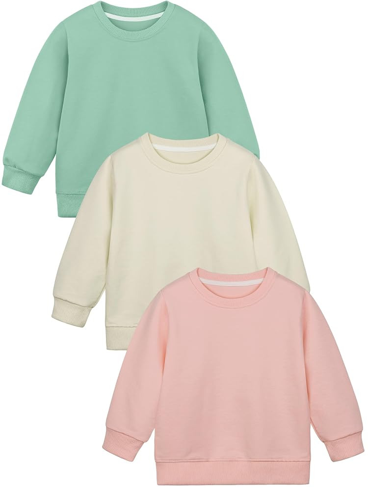 Cooraby 3 Pack Baby and Toddler Girls' Sweatshirt Girl No Cap Crew-Neck Sweatshirt Long Sleeve Pu... | Amazon (US)
