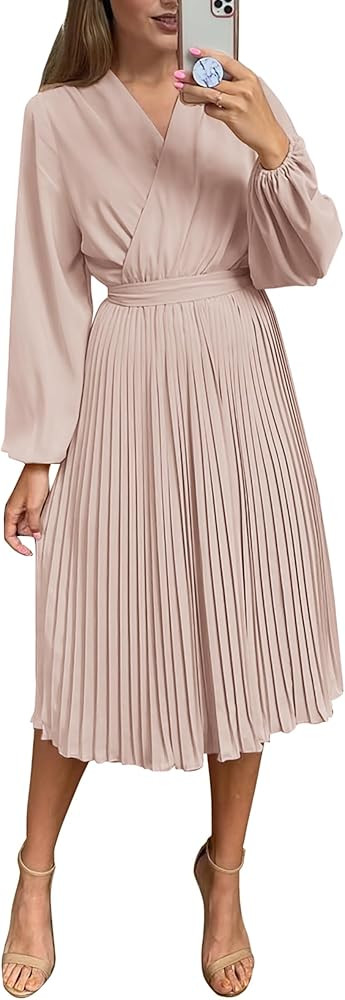 PRETTYGARDEN Women's Spring Fall Dress | Midi | Amazon (US)