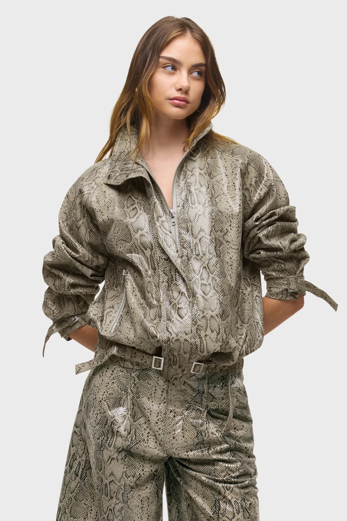 Leather Funnel Collar Jacket | Hudson Jeans