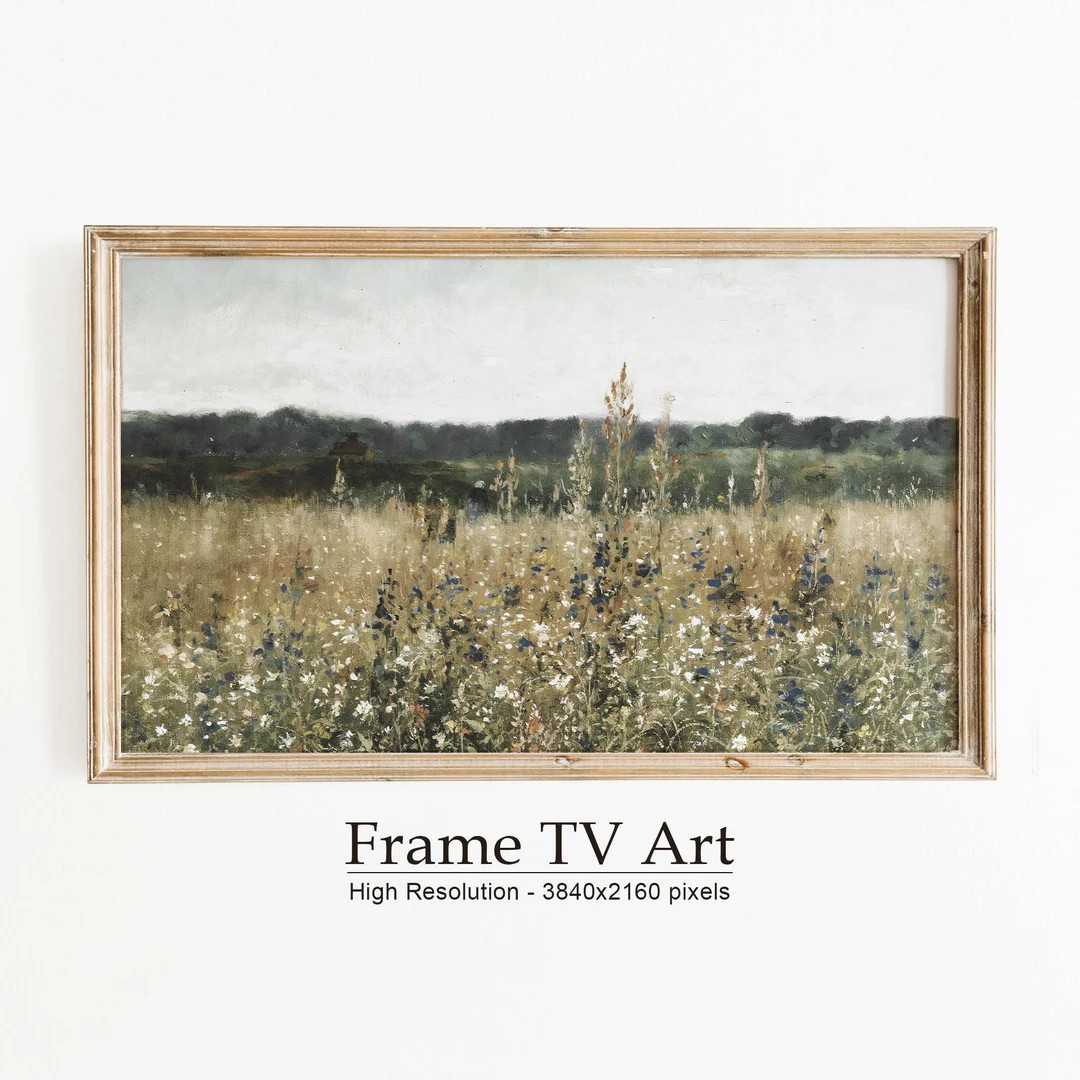 Samsung Frame TV Art Wildflower Field, Flower Meadow, Farm house, Vintage Painting, Digital Downl... | Etsy (CAD)