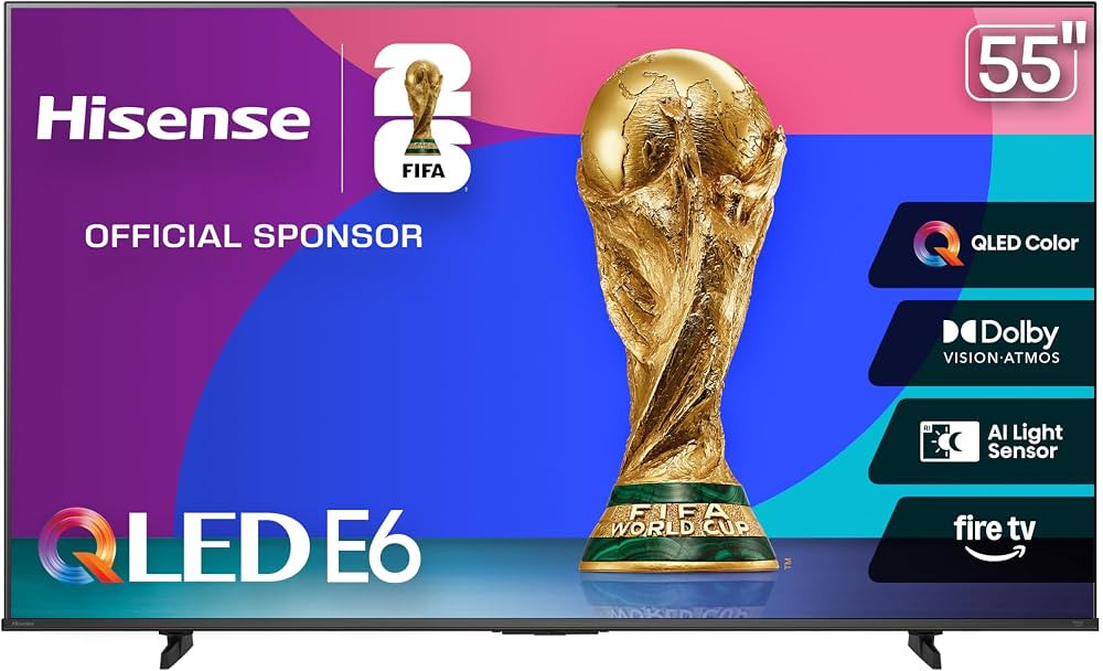 Hisense 55" E6 Cinema Series QLED 4K UHD Smart Fire TV (55E6QF, 2025 Model) - QLED, AI Light Sens... | Amazon (US)