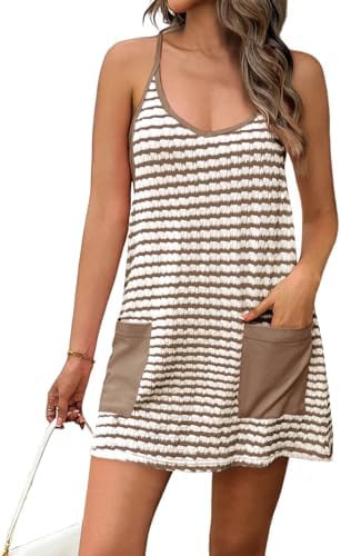 Fisoew Womens Tennis Athletic Dress Mini Romper Dress with Built in Shorts Summer Vacation Outfit... | Amazon (US)