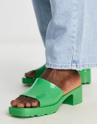 ASOS DESIGN heeled jelly mules in green | ASOS (Global)