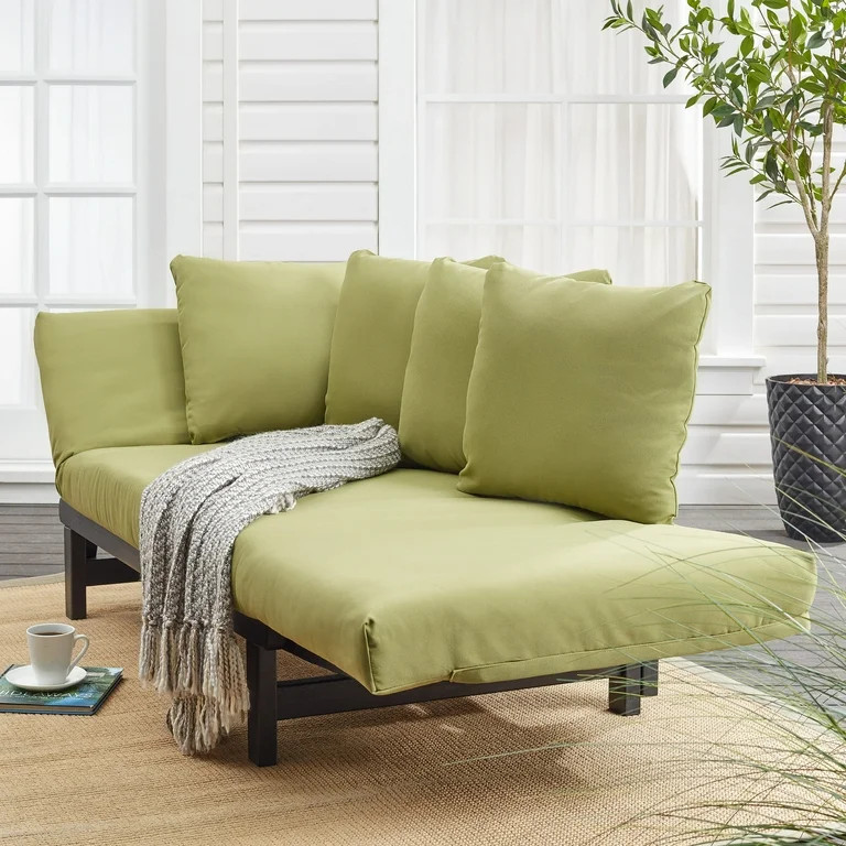Better Homes & Gardens Delahey Convertible Studio Outdoor Daybed Sofa, Green Cushion | Walmart (US)