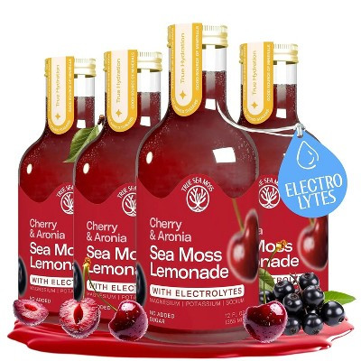 Cherry Aronia Sea Moss Electrolyte Lemonade – Fruit Hydration Drink – No Added Sugar with Sea Moss & Electrolytes – 4 x 12 fl oz Bottles – Made in USA | Target