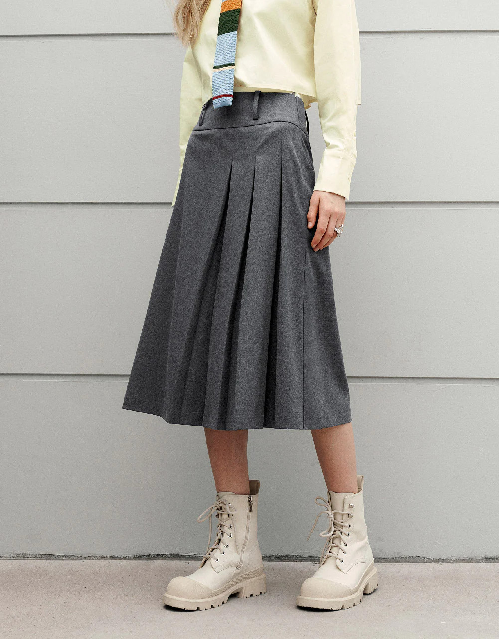 Pleated Midi A-Line Skirt | Urban Revivo