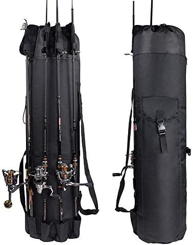 Fishing Rod Bag Hold 5 Poles Portable Canvas Rod Organizer Large Capacity Storage Case for Travel | Amazon (US)