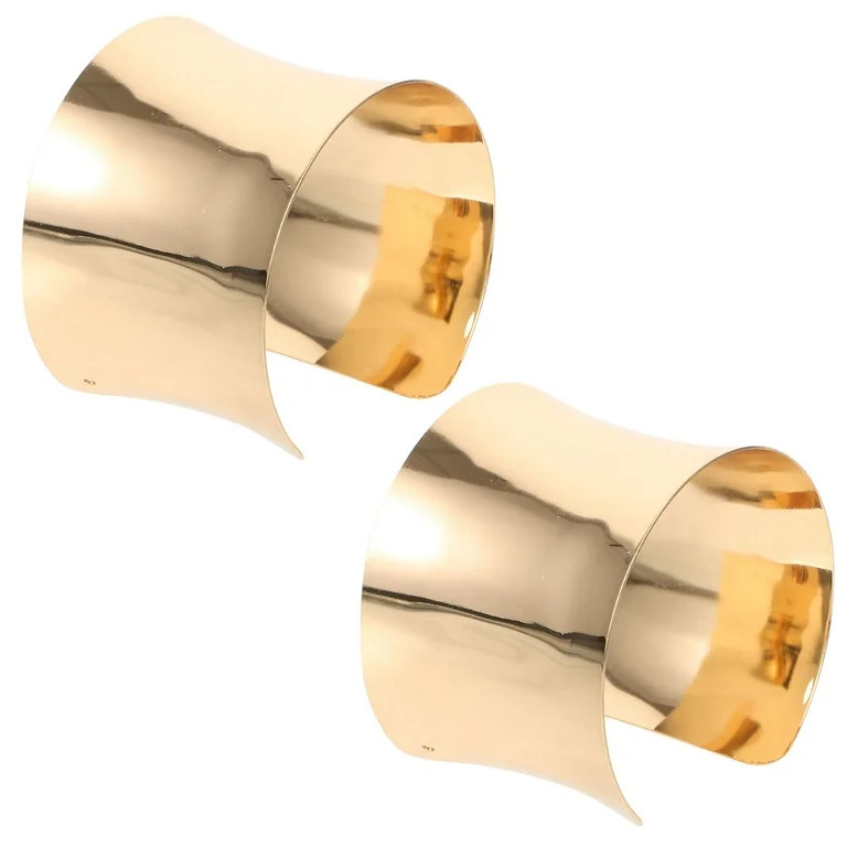 YSNOOWE 2Pcs Women Cuff Bracelets New Year present Wide Cuff Golden Alloy | Walmart (US)