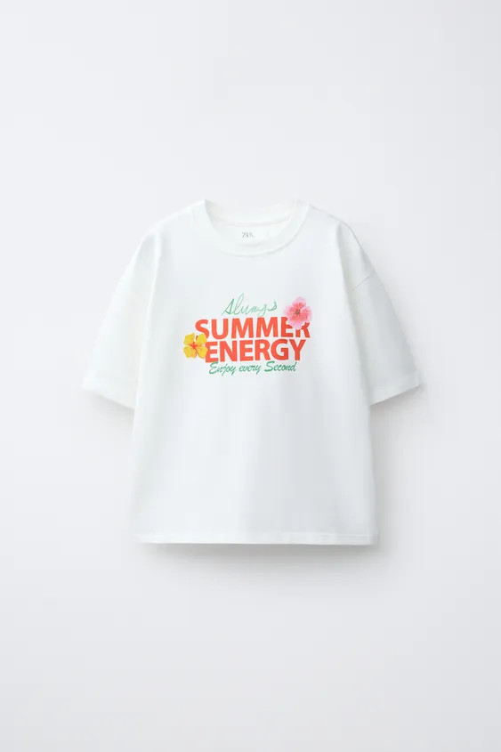 Round neck short sleeve T-shirt. Front and back print. | Zara US