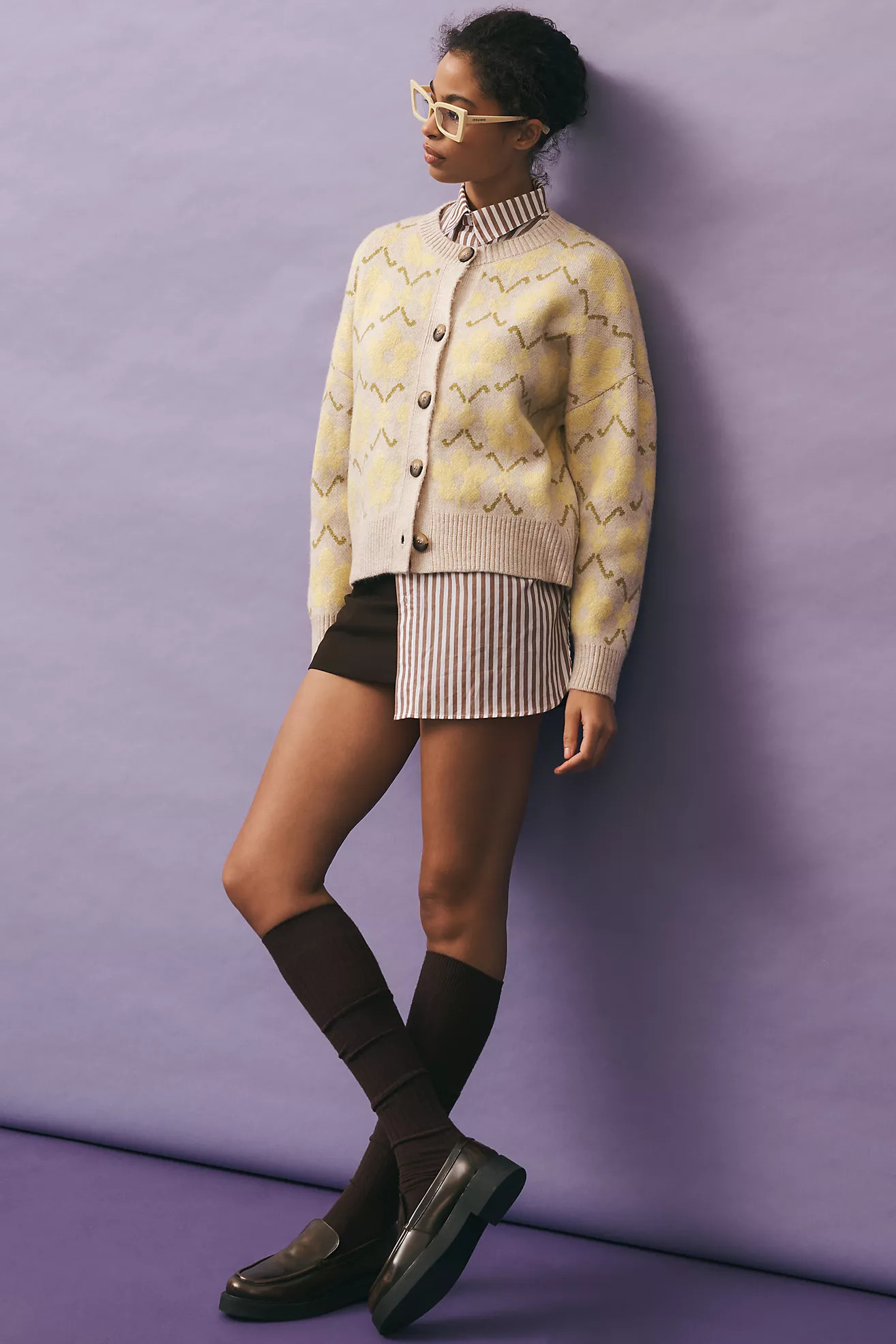 Maeve Graphic Intarsia Cardigan Sweater | Anthropologie (US)