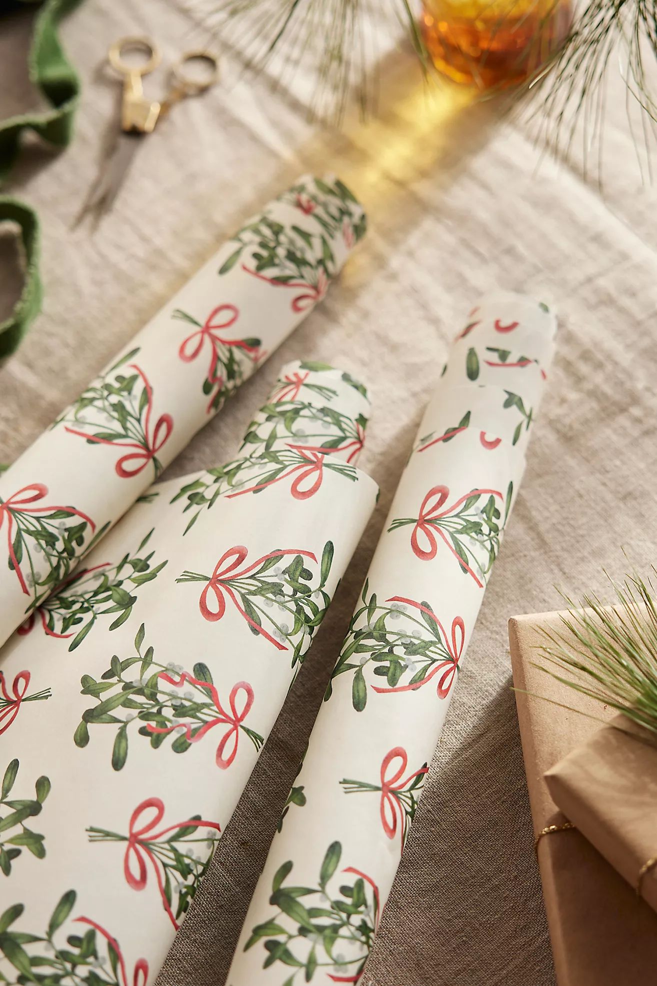 Mistletoe Wrapping Paper Sheets, Set of 3 | Anthropologie (US)