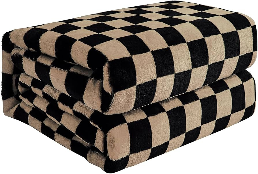 FY FIBER HOUSE Check Lattice Print Blanket for Bed, Couch, Sofa, 60"x80", Black-Brown | Amazon (DE)