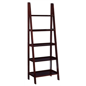 Linon Archdale Wood Ladder Bookshelf in Espresso | Cymax