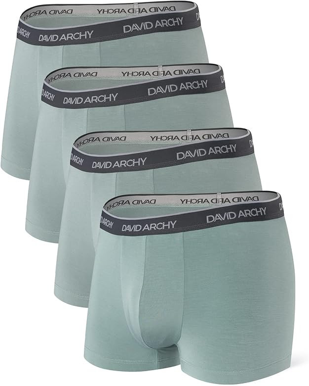 DAVID ARCHY Mens Underwear Soft Breathable Bamboo Rayon Trunks No Fly Boxer Briefs Short Leg | Amazon (US)