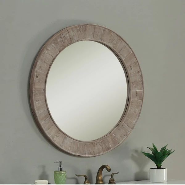 Rustic Style 35 inch Round Wall Mirror | Bed Bath & Beyond