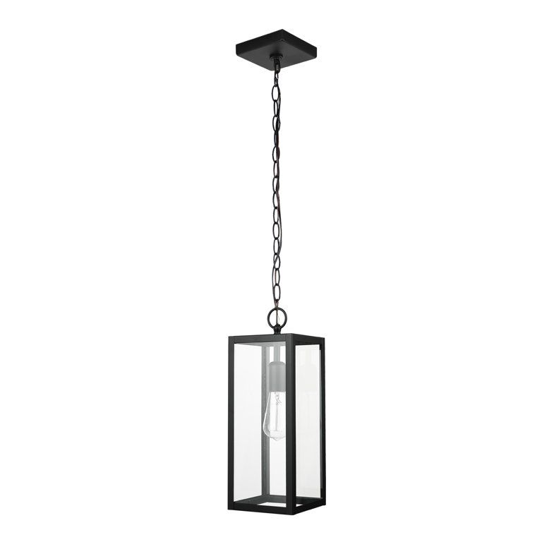 Globe Electric Bowery 1-Light Matte Black Outdoor Pendant with Clear Glass Shade, 44773 | Walmart (US)