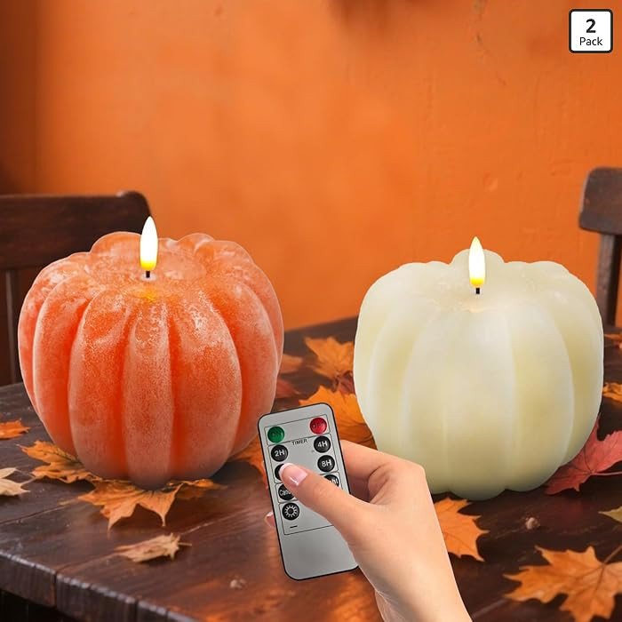 Fall Decor, Fall Decorations for Home - Flameless Pumpkin Candle with Timer Remote - Room Bedroom... | Amazon (US)