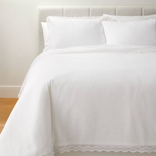 Lace Border Cotton Slub Comforter & Sham Set - Threshold™ designed with Studio McGee | Target