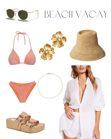 Bikini // shimmer bikini // beach vacay // vacation outfit // pool day // swimwear // swim // Monday Swimwear // white linen set // beach style // resort outfit // vacay #ltkswim 

#LTKstyletip #LTKunder100