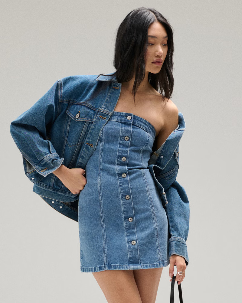 The A&F Mara Strapless Denim Mini Dress | Abercrombie & Fitch (US)