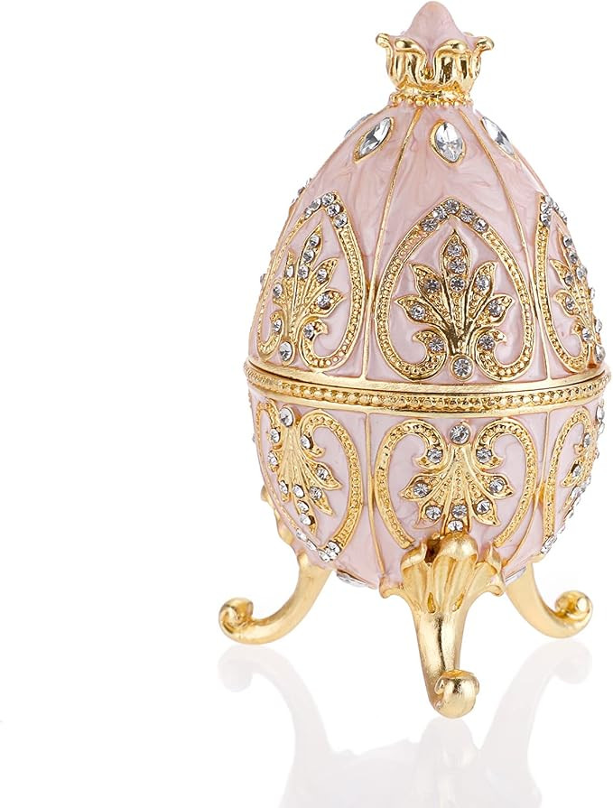 SUMTree Enameled Egg Jewlery Box, Decorative Hinged Jewelry Trinket Box with Sparkling Rhinestone... | Amazon (UK)