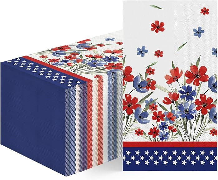 Horaldaily 100 Count 4th of July Guest Napkins 3 Ply Disposable Paper Guests Hand Towel Napkin Pa... | Amazon (US)
