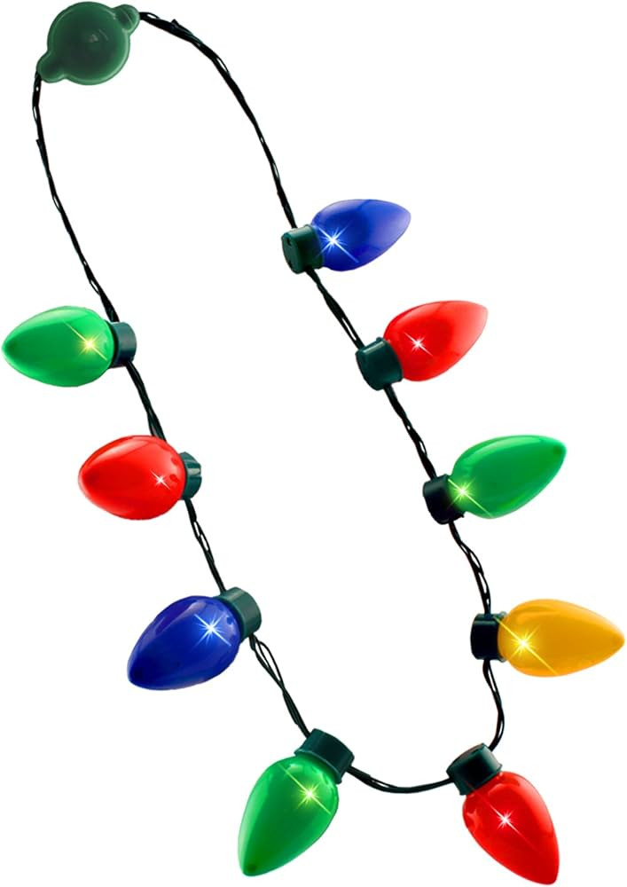 Windy City Novelties Original LED Light Up Christmas Bulb Necklace - 6 Dynamic Light Modes - Kids... | Amazon (US)