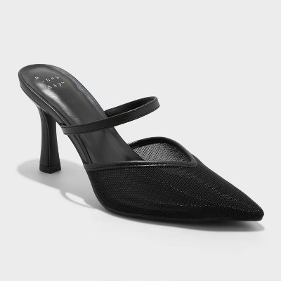 Women's Sonia Mesh Mule Heels with Memory Foam Insole - A New Day™ Matte Black 7.5 | Target