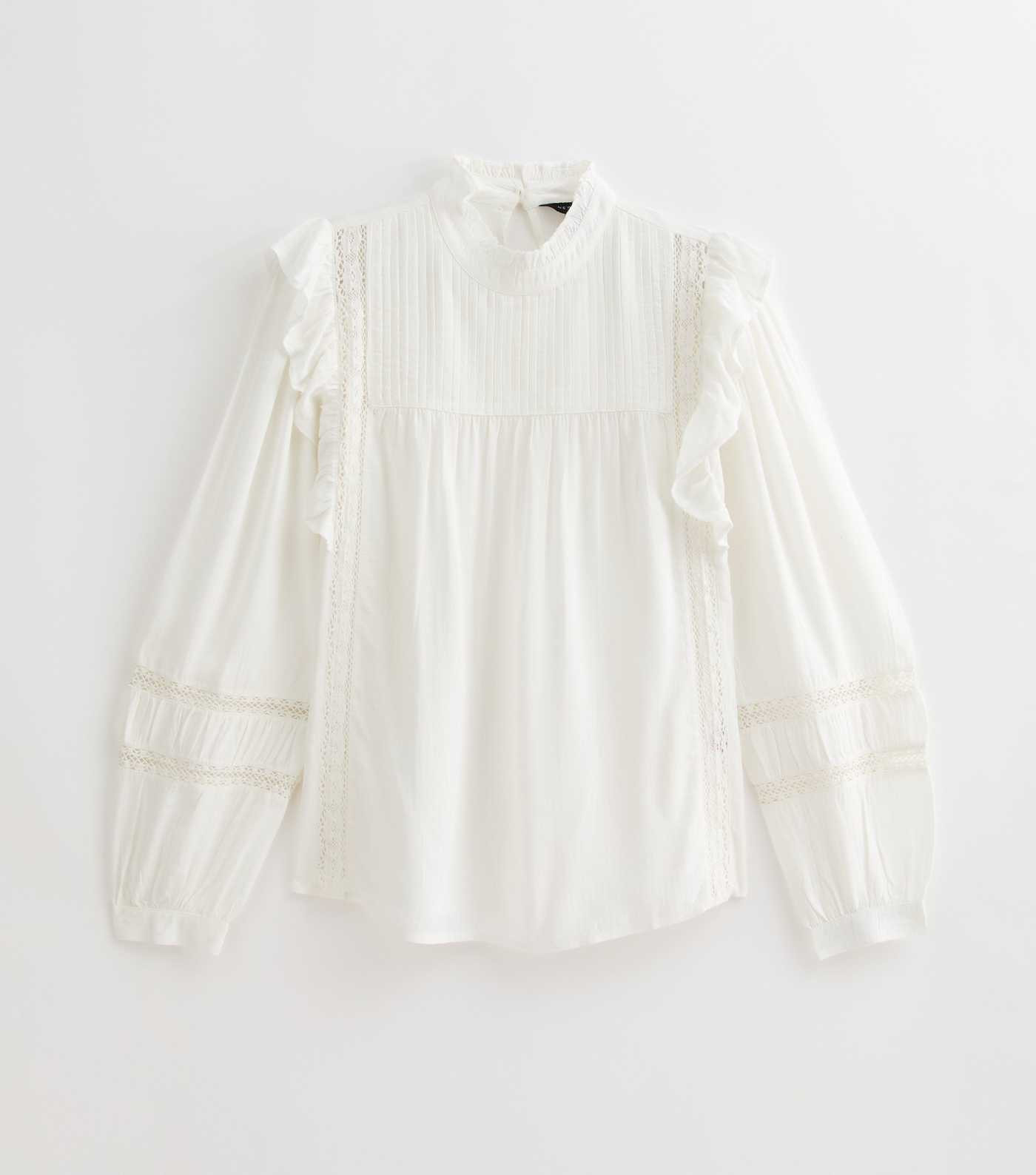 White Frilly Trimmed Lace Insert Blouse | New Look | New Look (UK)