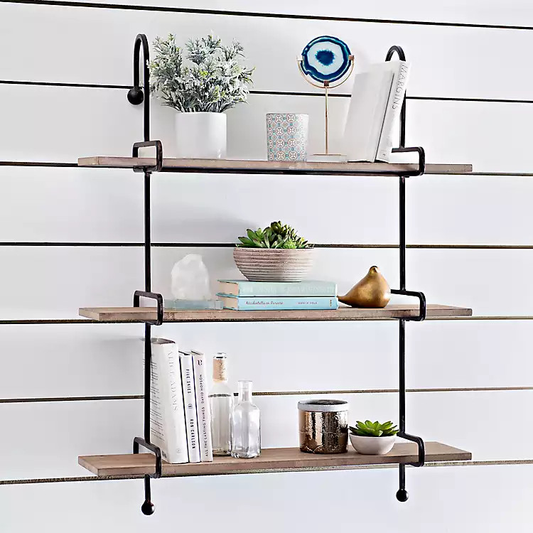Wooden Slatpipe Shelf | Kirkland's Home