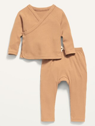 Unisex Rib-Knit Kimono Top and Convertible Footed Leggings Layette Set for Baby | Old Navy (CA)