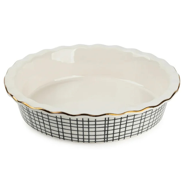 Thyme & Table 9" Ceramic Pie Dish - Black & White Crosshatch | Walmart (US)