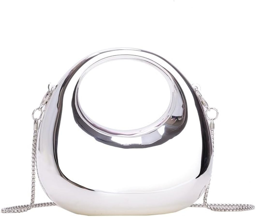 Acrylic Silver Moon Clutch Handbag with Chain | Amazon (US)
