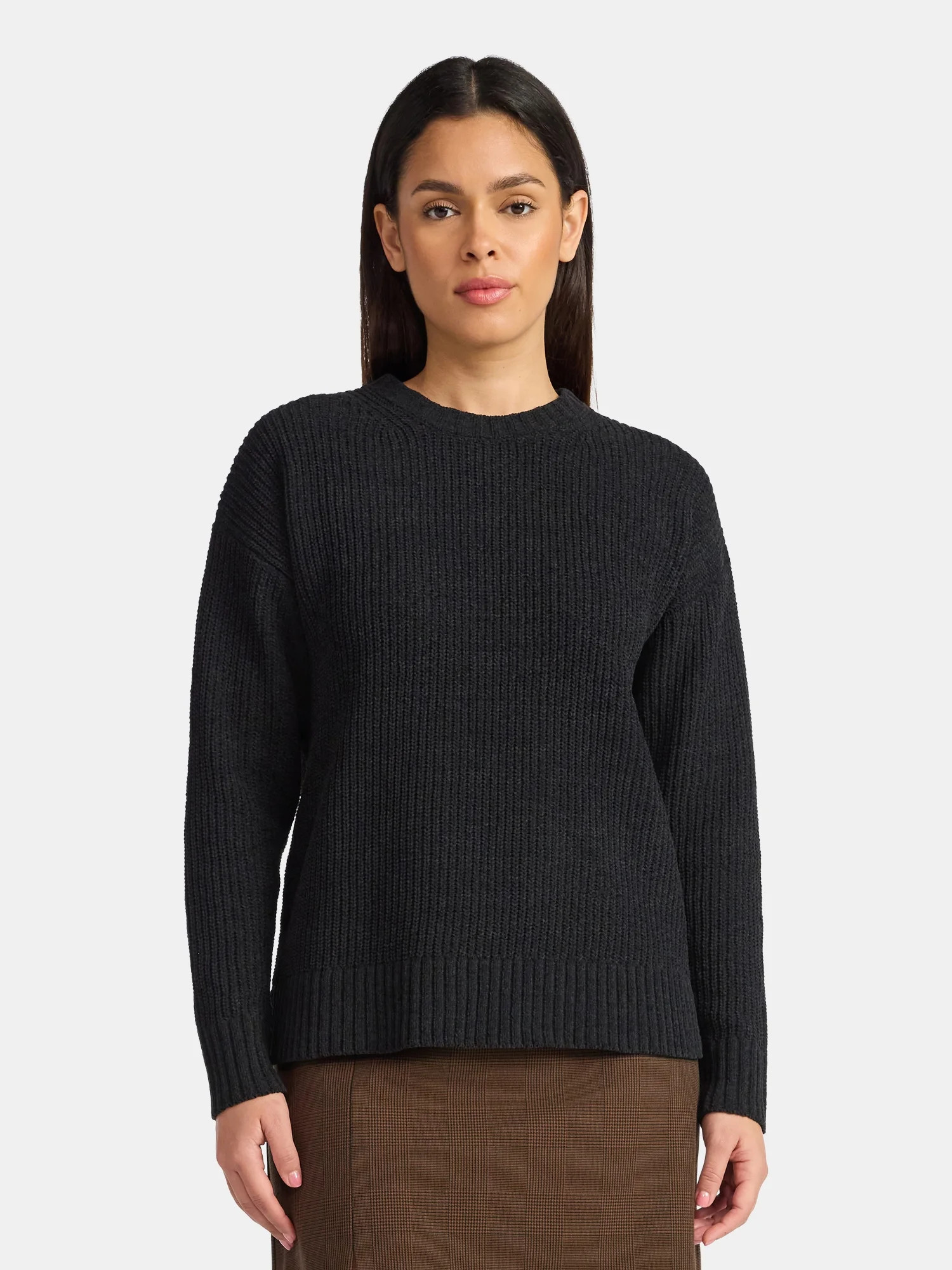 Time and Tru Women's Chenille Sweater with Long Sleeves, Mid-weight, Sizes XS-XXXL | Walmart (US)