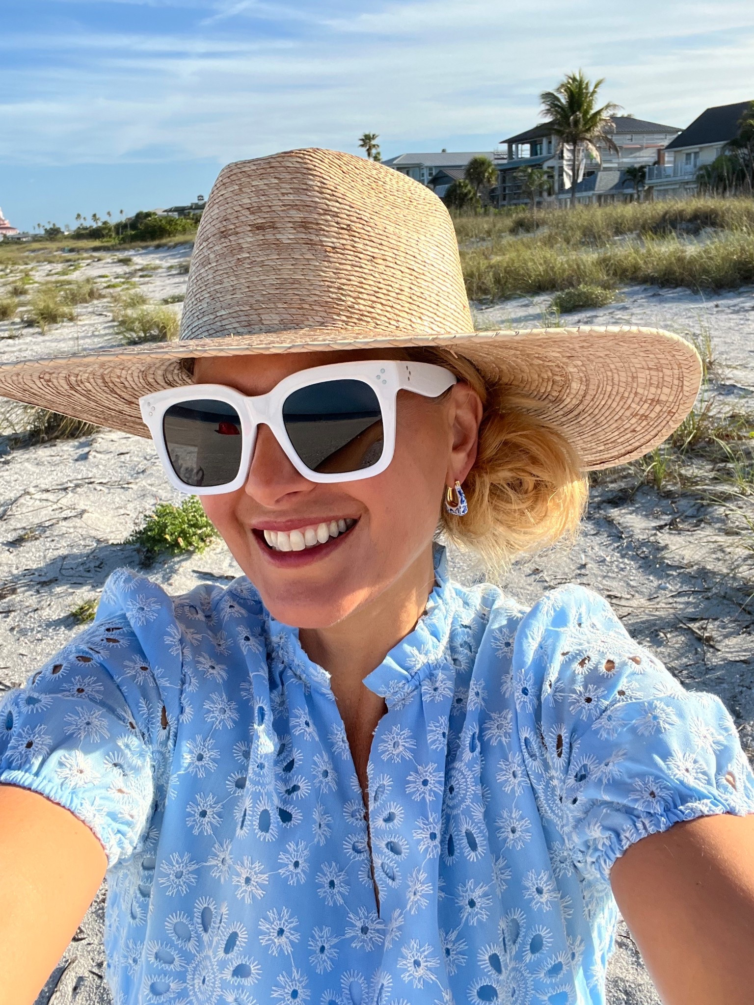 Obsessed with these blue and white hoop earrings. They look amazing with this amazon dress.

Don’t forget to add the straw hat and sunglasses to complete this beach resort look!

@Ana Luisa 


#LTKSeasonal #LTKOver40 #LTKSaleAlert #LTKU #LTKTravel #LTKgrwm #LTKootd #LTKMidsize #LTKSwim #LTKFestival