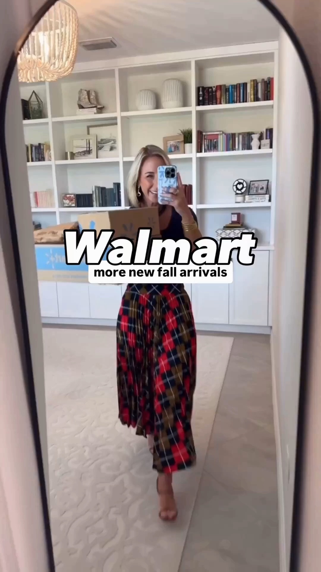 Walmart - more new fall arrivals * Pleated Argyle Maxi Skirt - size XS. $34. 3 colors. * Scoop Neck T-Shirt - size small. 30 colors. * Horsebit Drop Earrings - $9.92. 1. Faux Leather Pointed Toe Pumps - size down (only comes in full sizes). $40. * Faux Leather Satchel - $32. 2 colors. 2. High-Rise Jacquard Mini Skirt - size 0. $28. * Ruffle Neck Cotton Button Shirt - size XS. $26. 2 colors. * Tall Boots - mine are old, but I linked a few similar brands. 3. Single-Breasted Blazer w/ Ribbed Cuffs - size XS. $40. 2 colors. * White Tank - size XS. 4. Pique Knit Pleated Bubble Hem Skort - size XS. $24. 4 colors. * White Cropped T-Shirt - size XS. On sale $6. 11 colors.

#LTKSaleAlert #LTKSeasonal #LTKOver40