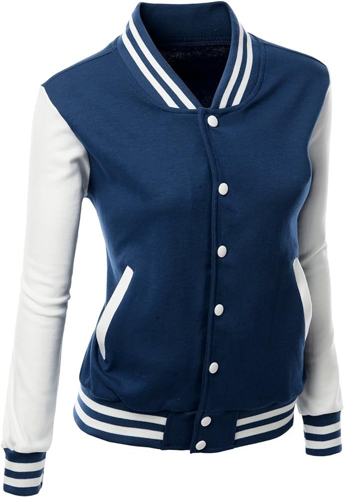 Women's Stylish Color Contrast Long Sleeves Varsity Jacket | Amazon (US)