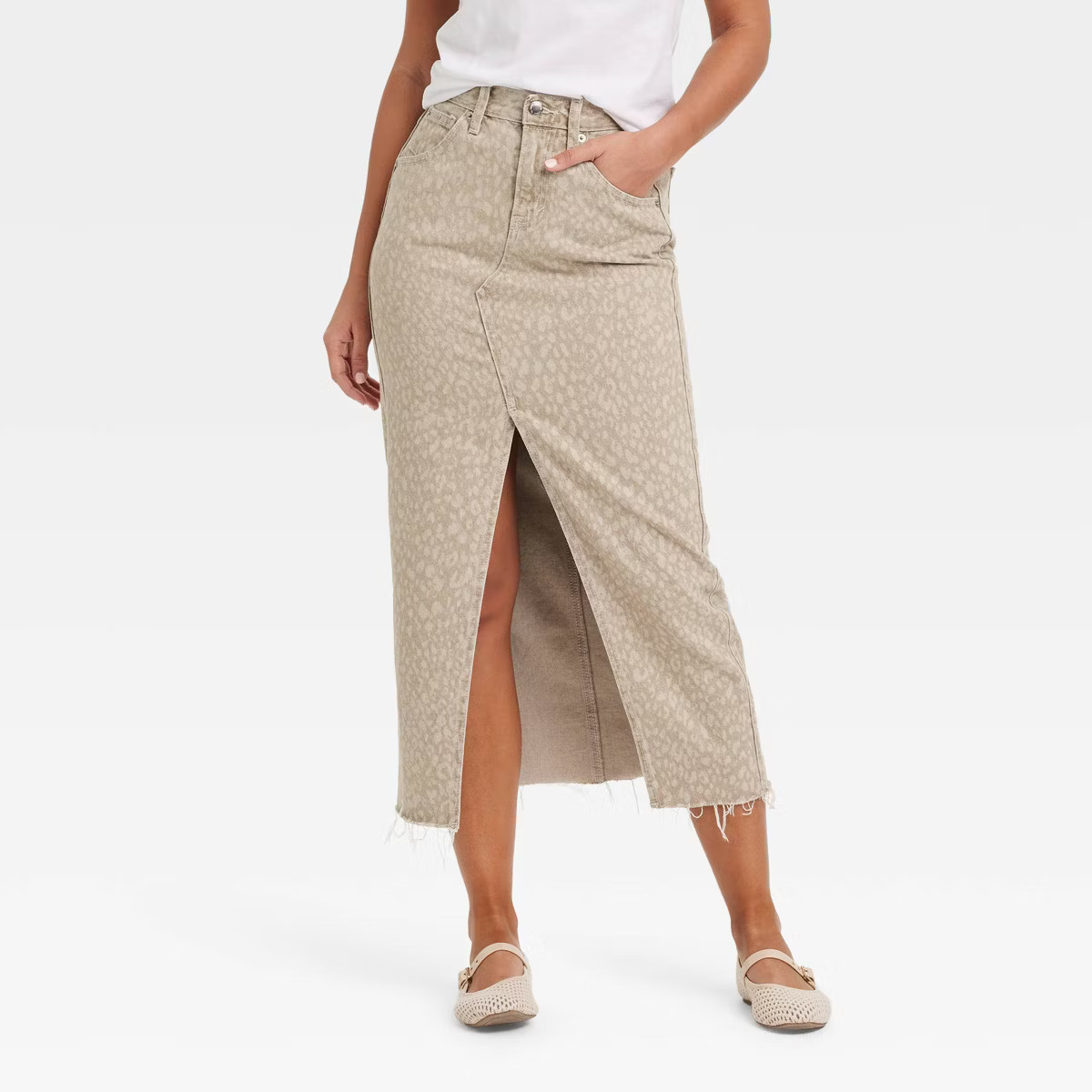 Women's Denim Maxi Skirt - Universal Thread™ Light Leopard | Target