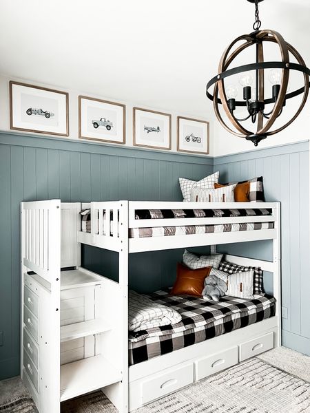 Big boy bedroom! Bunk bed with drawer storage high low area rug boutique rugs custom vehicle prints, wall art from Etsy Gallery, photo and picture frames target vines, nursery name, sign, faux, artificial, cactus, round, or chandelier, light fixture trucks race cars monster truck airplane motorcycle 